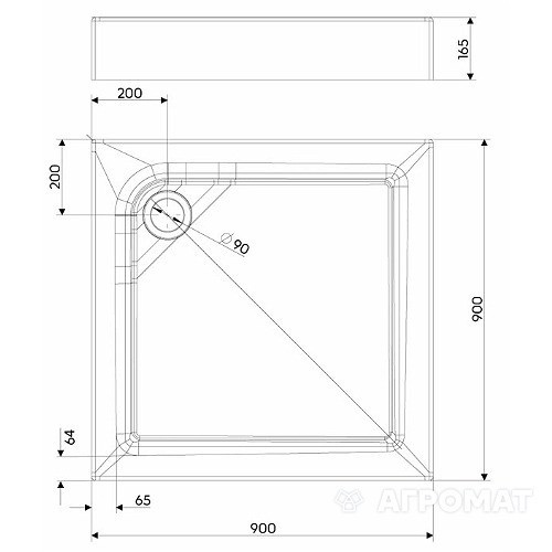 XBK1690000 First поддон квадратный 90 x 90см, с интегрованной панелью XBK1690000 фото