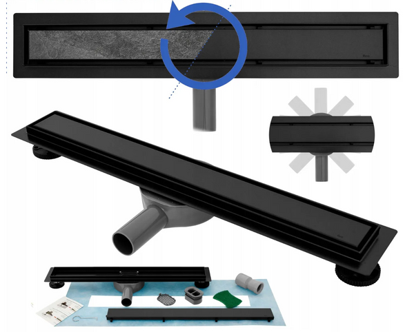 Трап для душу REA NEO PRO BLACK 2в1 чорний 50 см REA-G0999 фото