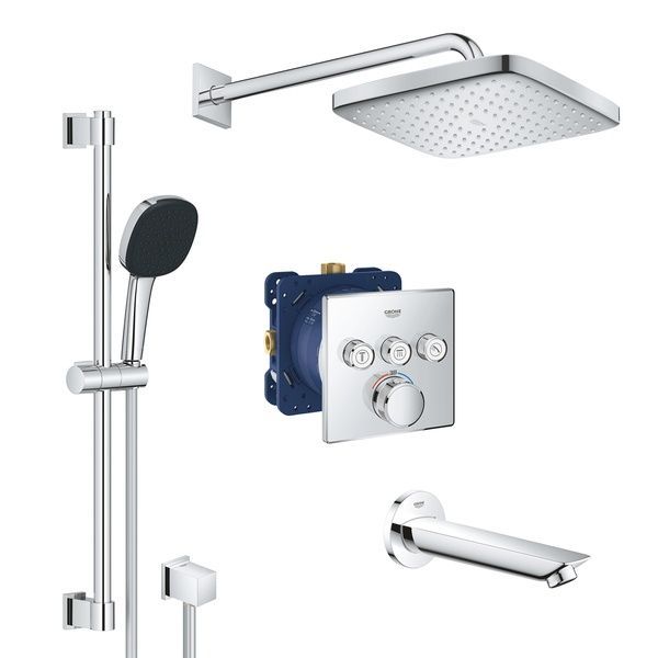 Душевая система наружного монтажа с термостатом Grohe UA202801C3, Хром UA202801C3 фото