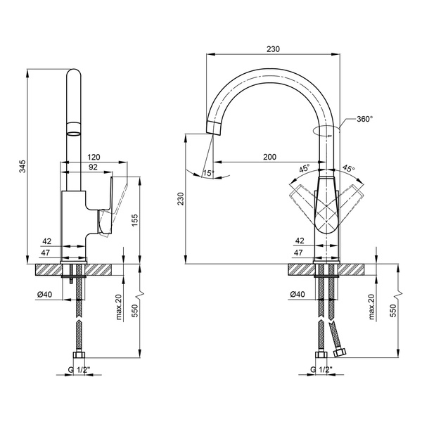 QT Pivoňka 9013102UC Смеситель кухонный SD00042107 фото