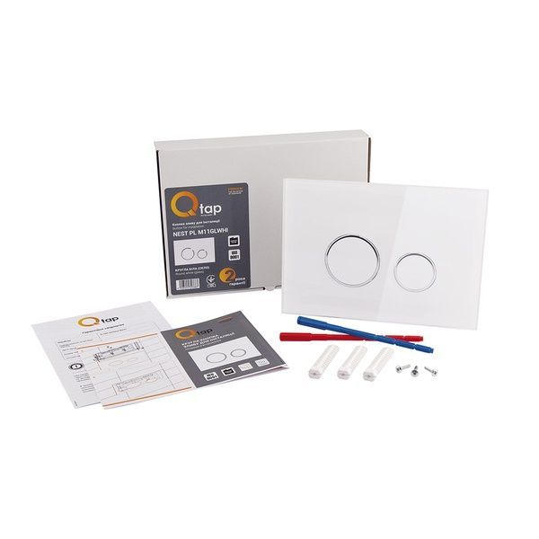 Qtap Nest Клавіша кругла White glass 175х245х4mm SD00038771 фото