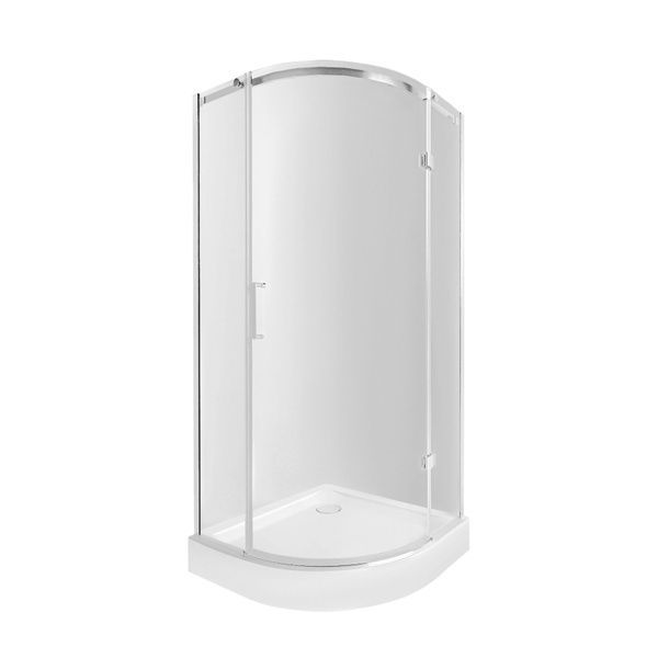 Qtap&nbsp;набор: Душевая&nbsp;кабина&nbsp;Virgo&nbsp;полукруглая, распашная, 2020x900x900, Chrome, стекло прозрачное CalcLess CRM1099AC8 + поддон низкий&nbsp;Robin&nbsp;309912C SD00048950 фото