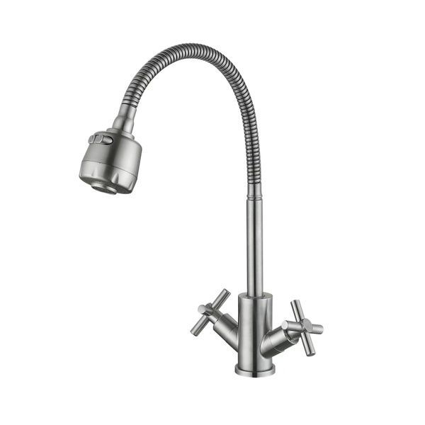 Lidz Wind 013F4 Смеситель для кухни двухвентильный с гибким изливом Chrome SD00049514 фото