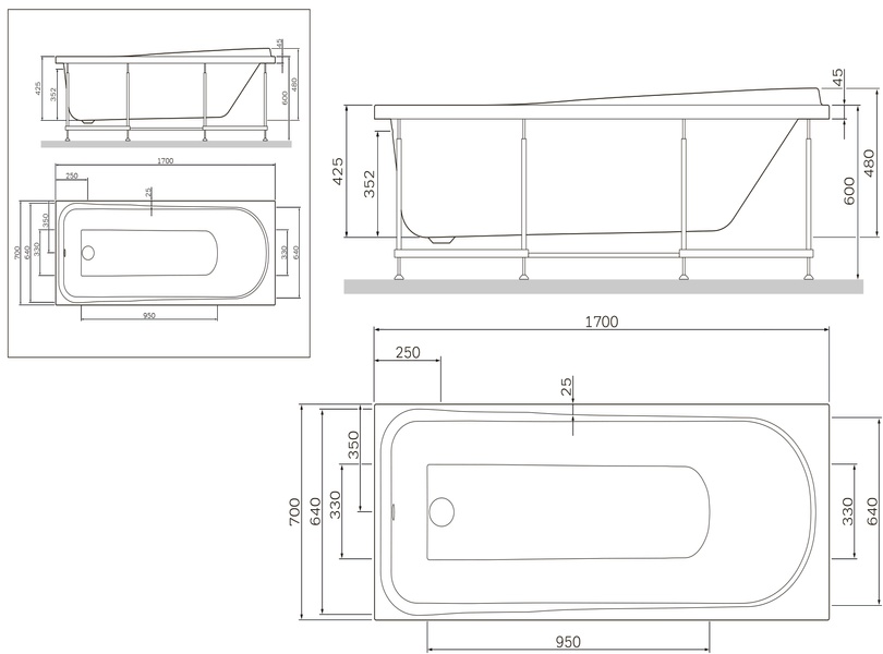 Каркас для ванни 170х70 см AM.PM Like W80A-170-070W-R W80A-170-070W-R фото