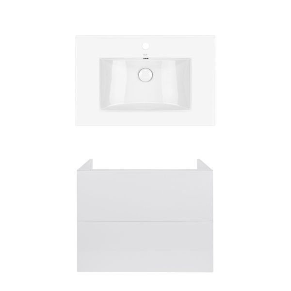 Комплект Qtap тумба подвесная Tern 700х580х437 мм White + раковина врезная Albatross QT71TE44102 SD00050226 фото