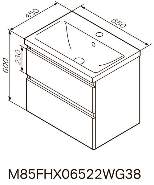 Тумба з раковиною, підвісна, 65 см AM.PM X-Joy M85-FHX0652-WC0652WG38 M85-FHX0652-WC0652WG38 фото