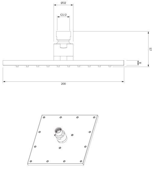 Верхний душ Omnires Slimline chrome 20x20 cm (WG220CR) WG220CR фото