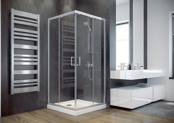 Кабина квадратная MODERN 80x80x185: стекло grigio / профиль хромированный MK-80-185-G фото