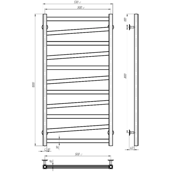 ST5001000EB STYLE Полотенцесушитель электрический П11 500х1000 из черной стали, цвет черный матовый 552459 фото