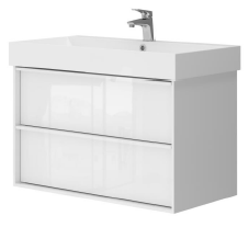 Devit QUADRA 083085W Тумба 85 белая глянцевая с умывальником 864х450х600 550522 фото