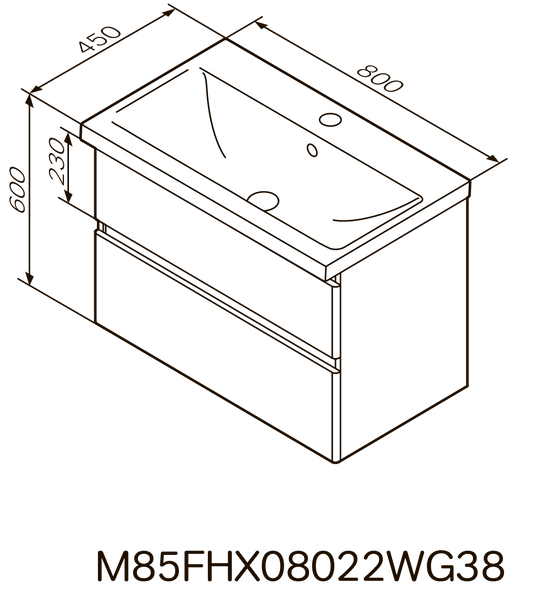 Тумба з раковиною, підвісна, 80 см AM.PM X-Joy M85-FHX0802-WC0802WG38 M85-FHX0802-WC0802WG38 фото