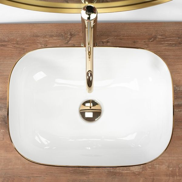 Умывальник (раковина) REA BELINDA WAVE WHITE GOLD накладной белый REA-U8472 фото