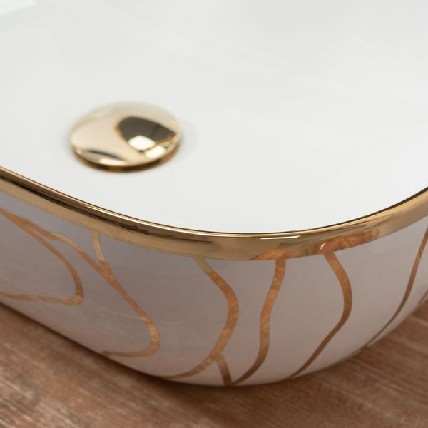Умывальник (раковина) REA BELINDA WAVE WHITE GOLD накладной белый REA-U8472 фото