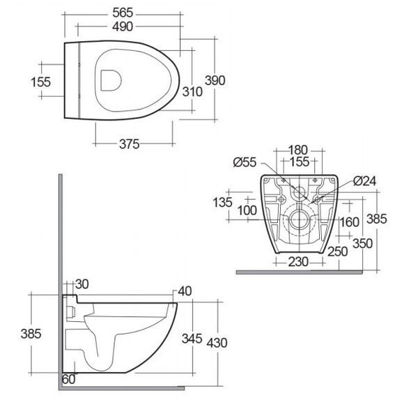YFG067C + RS13AWHA Reserva Унитаз подвесной с крышкой Duroplast, Soft Close, Quick release, безободковый, белый YFG067C + RS13AWHA фото