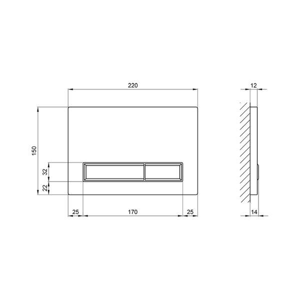 Qtap Nest Клавіша лінійна Chrome 151x220x13mm SD00038775 фото