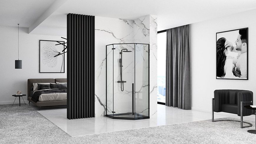 Душова кабіна REA DIAMOND BLACK MAT 80х80 REA-K6900 фото