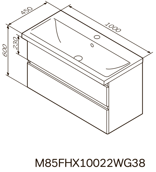 Тумба з раковиною, підвісна, 100 см AM.PM X-Joy M85-FHX1002-WC1002WG38 M85-FHX1002-WC1002WG38 фото