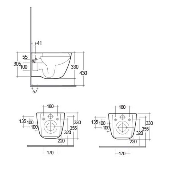 YFG103C + EL13AWHA ONE Унитаз подвесной с крышкой Duroplast, Soft Close, Rimless, белый YFG103C + EL13AWHA фото