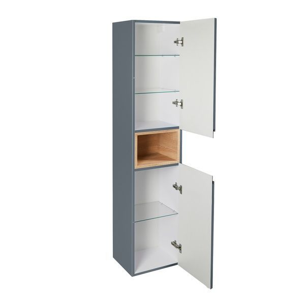 Пенал Robin підвісний 6 полиць (3 скло), 350х1650х316 мм Graphite/Whitish OAK Qtap SD00045876 фото