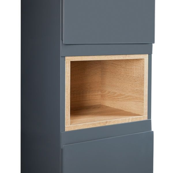 Пенал Robin підвісний 6 полиць (3 скло), 350х1650х316 мм Graphite/Whitish OAK Qtap SD00045876 фото