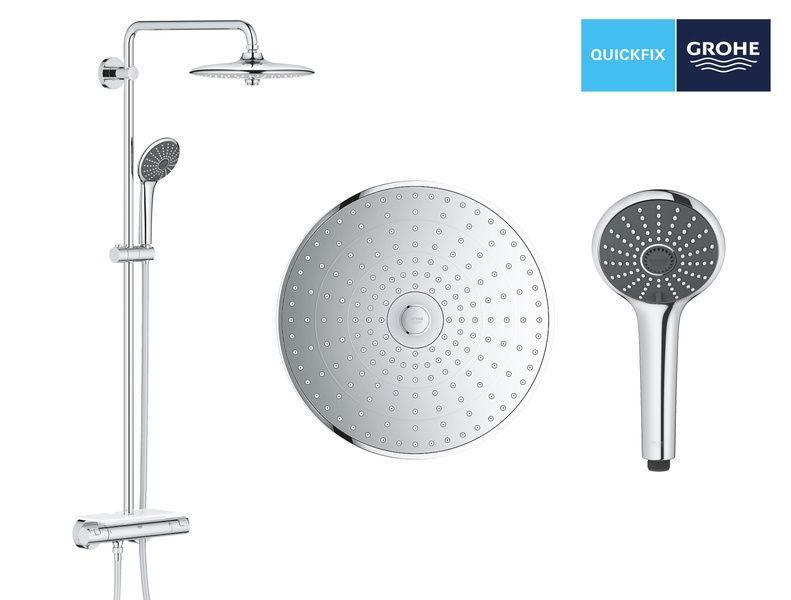 Душова система зовнішнього монтажу з термостатом Grohe QuickFix 26403001, Хром 26403001 фото