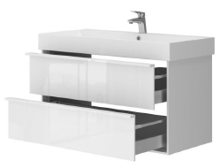 Devit QUADRA 083100W Тумба 100 белая глянцевая с умывальником 982х450х600 550538 фото