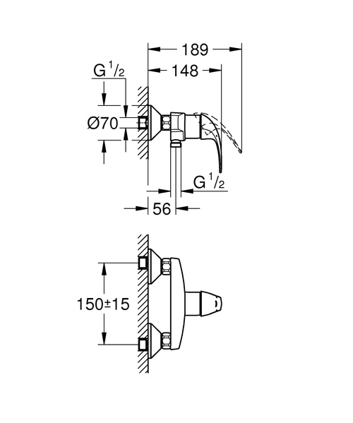 BauCurve Одноважільний змішувач для душу (23631000) 23631000 фото