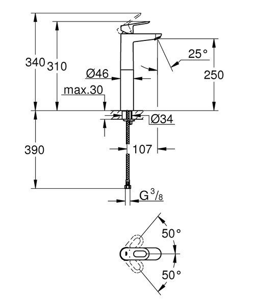 BauLoop Однорычажный смеситель для раковины XL-Size (23764000) 23764000 фото