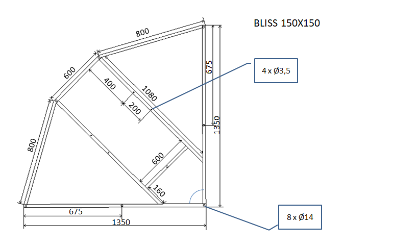 Каркас у комплекті з монтажним набором, 150х150 см AM.PM Bliss L W55A-150C150W-R W55A-150C150W-R фото