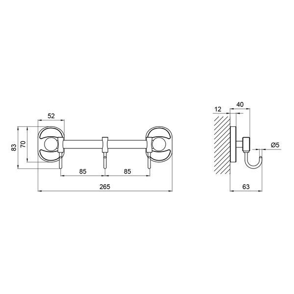 Lidz Oreo 0803 Держатель 3 крючка Chrome (114) SD00028271 фото
