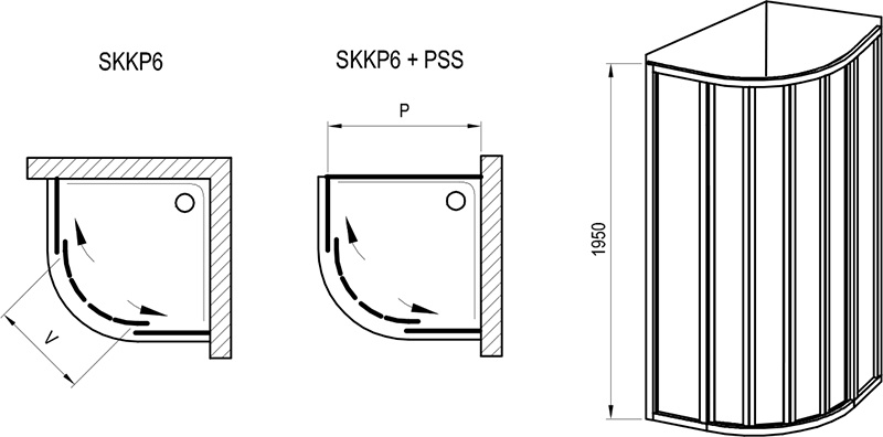 Душевая кабина SKKP6-80, Черный PEARL 3204O30211 фото