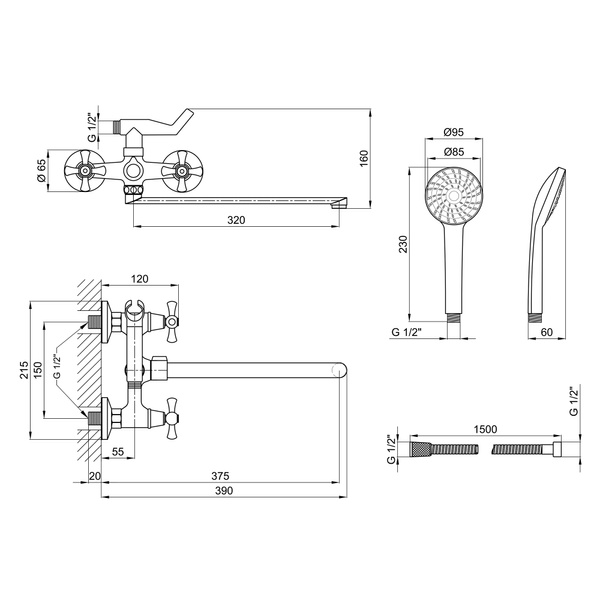 Смеситель для ванны Lidz (CRM) 75 21 140 New SD00028241 фото