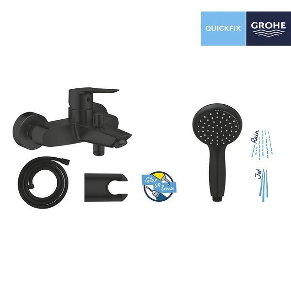 Змішувач для ванни з душовим набором Grohe QuickFix Start&Vitalio 100 Black UA30330701 UA30330701 фото