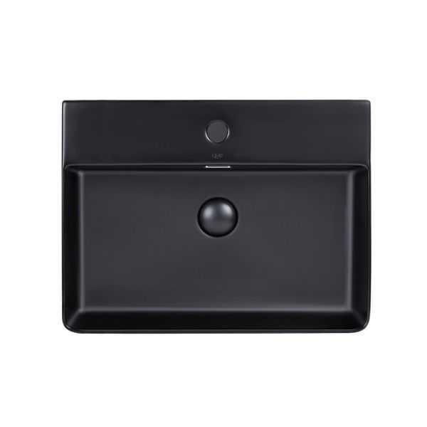 Раковина Nando LT підвісна прямокутна з донним клапаном 600х420х120 мм Matt Black Qtap SD00046272 фото