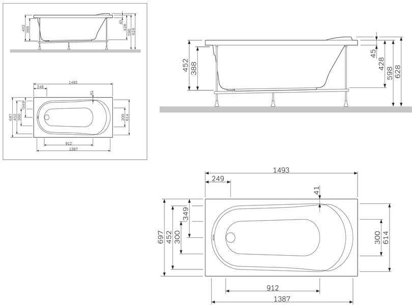 Панель фронтальна для ванни, 150х70 см AM.PM Spirit W72A-150-070W-P2 W72A-150-070W-P2 фото