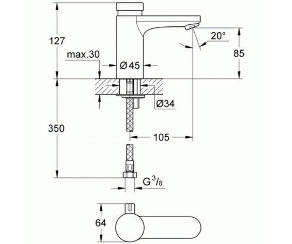 Eurosmart Cosmopolitan T Автоматический смеситель для раковины со смешиванием (36317000) 36317000 фото