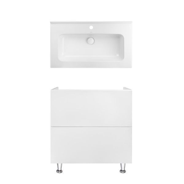 Комплект Qtap тумба напольная Tern 800х725х437 мм White + раковина врезная Albatross 01 QT71TE44093 SD00050217 фото
