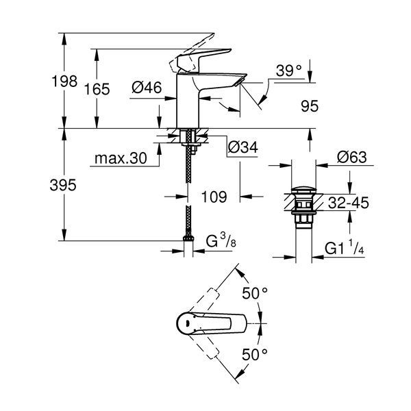 Смеситель для раковины S-размера Grohe QuickFix Start 23550002 23550002 фото