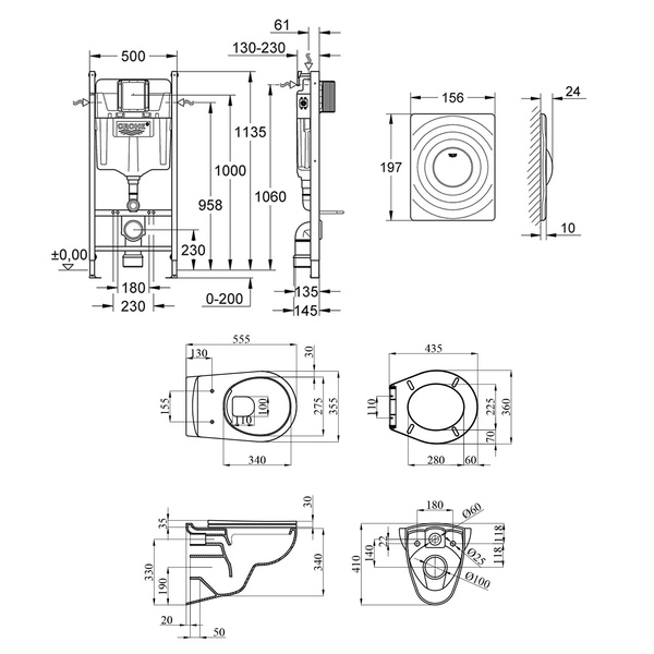 Комплект інсталяції з унітазом 4в1 Grohe Solido Surf UA38971574A UA38971574A фото