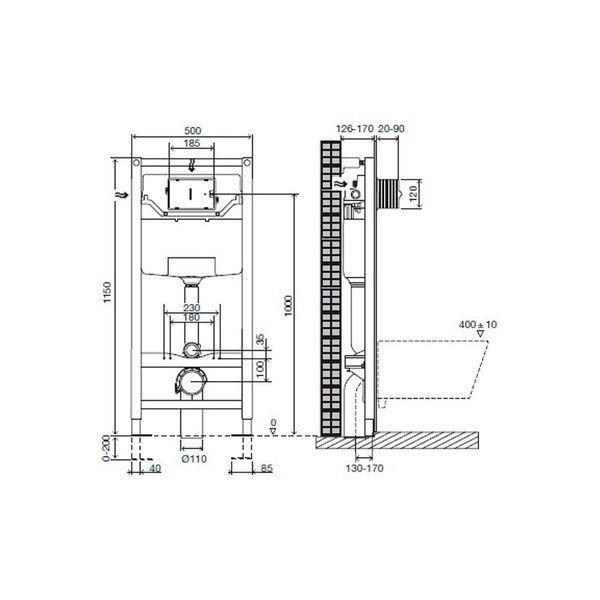 Унітаз Omnires Boston 53x36 rimless підвісний, сидіння + інсталяція Oli Olipure 30x20 (880780/152972+ BOSTONMWBP) 880780/152972+ BOSTONMWBP фото