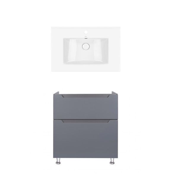 Комплект Qtap тумба підлогова Scorpio 700х825х460 мм Graphite + раковина урізна Albatross QT71SC44003 SD00050127 фото