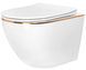 Подвесной унитаз REA CARLO WHITE MINI FLAT GOLD EDGE белый REA-C1222 фото 1
