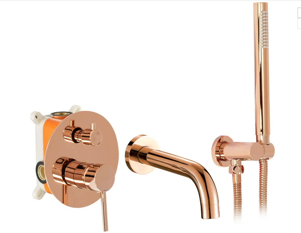 Смеситель для ванны и душа REA LUNGO ROSE GOLD + BOX скрытого монтажа REA-B6930 фото