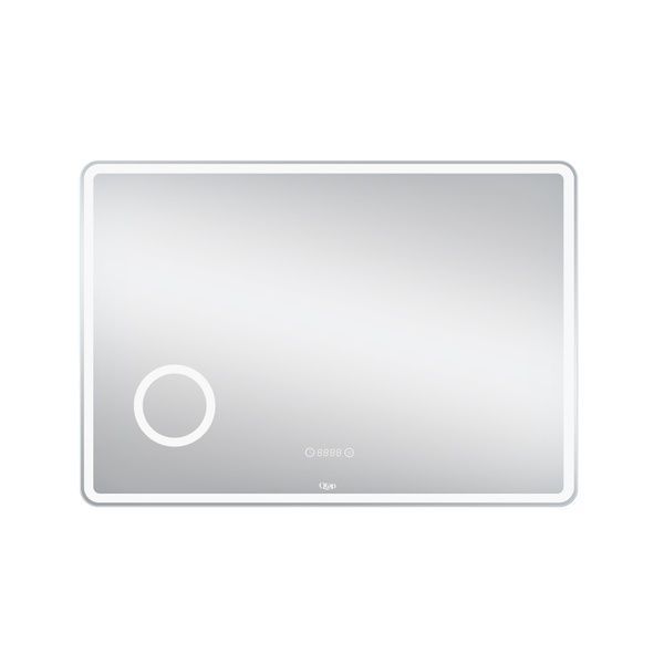 Qtap Crow Зеркало настенное прямоугольное, LED touch switch, цифровые часы с линзой, 1000х700 мм SD00045756 фото