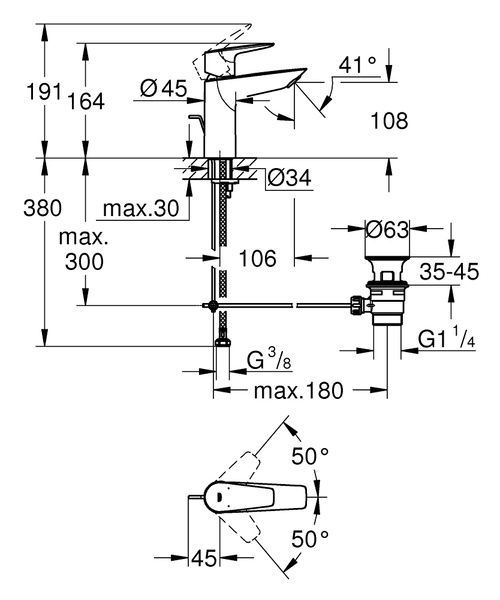 Змішувач для раковини M-розміру Grohe QuickFix Start Edge 24200001 24200001 фото