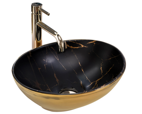 Умывальник (раковина) REA SOFIA GOLD MARBLE BLACK накладной REA-U8012 фото