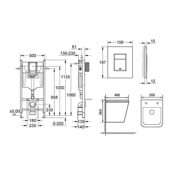 Комплект інсталяції з унітазом 4в1 Grohe Solido Even UA38971966B UA38971966B фото