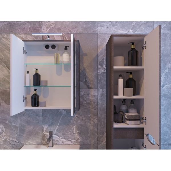 Дзеркальна шафа "Livorno - 70" структурний камінь Livorno LvrMC-70 Structural Stone фото
