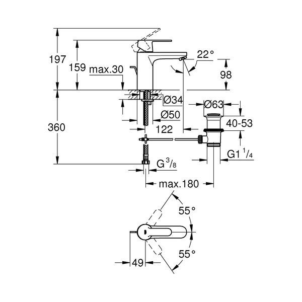 Змішувач для раковини M-розміру Grohe QuickFix Get 23454000 23454000 фото