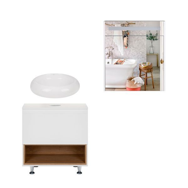 Комплект мебели для ванной Qtap Robin тумба + раковина + зеркальный шкаф QT044RO42975 SD00049089 фото